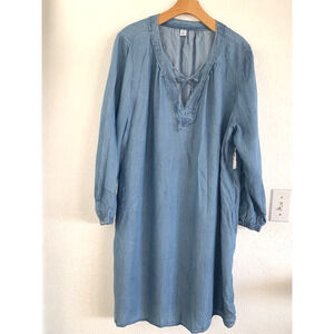Women's Old Navy Tencel Tie-Neck Shift Dress for‎ Women Blue